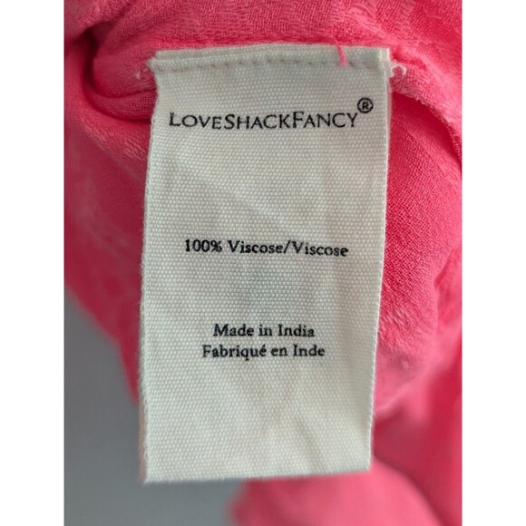 LoveShackFancy Ruffle Popover Top Women's Size XS Watermelon Ice Pink Cropped - Picture 5 of 8